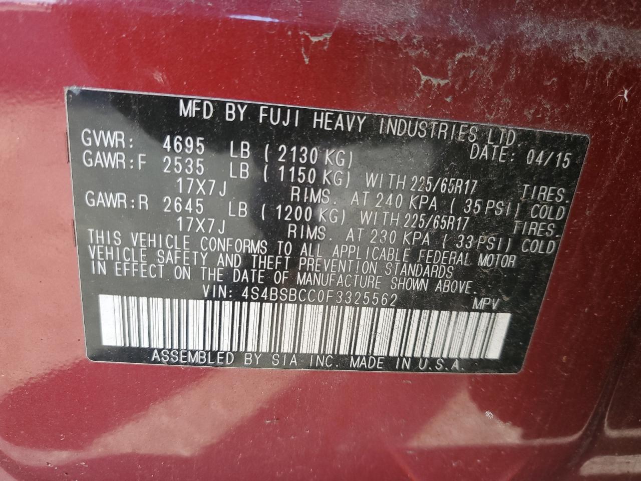 SUBARU OUTBACK 2.5I PREMIUM