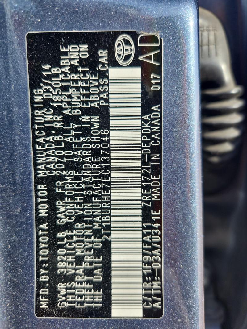 2014 TOYOTA COROLLA L - 2T1BURHE7EC137046