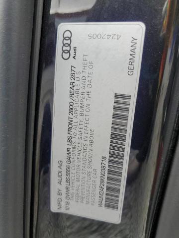 2019 AUDI A6 PRESTIGE WAUM2AF28KN038718