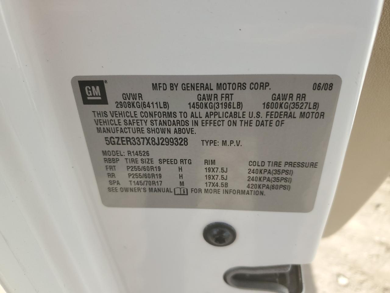 Lot #3284616326 2008 SATURN OUTLOOK XR