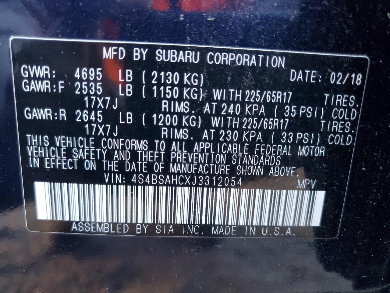 SUBARU OUTBACK 2.5I PREMIUM