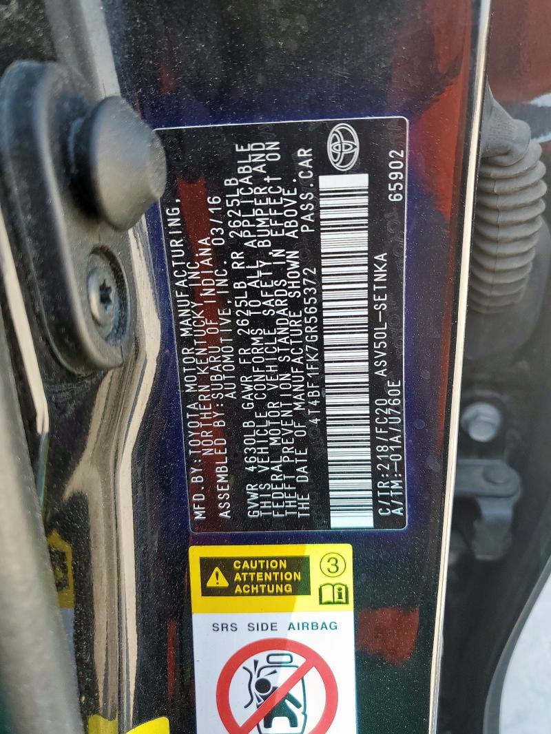 2016 TOYOTA CAMRY LE 4T4BF1FK7GR565372