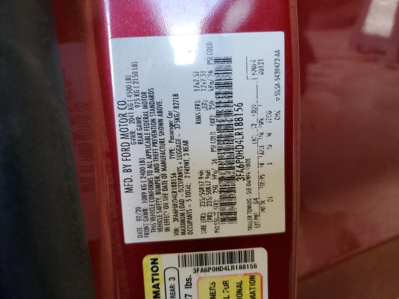 2020 FORD FUSION SE #3320061452