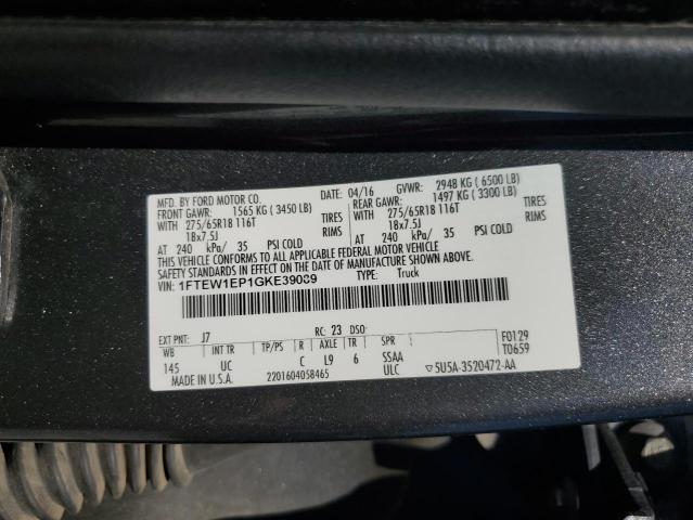 2016 FORD F150 SUPER - 1FTEW1EP1GKE39089