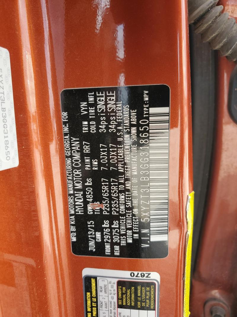 2016 HYUNDAI SANTA FE S - 5XYZT3LB3GG318650