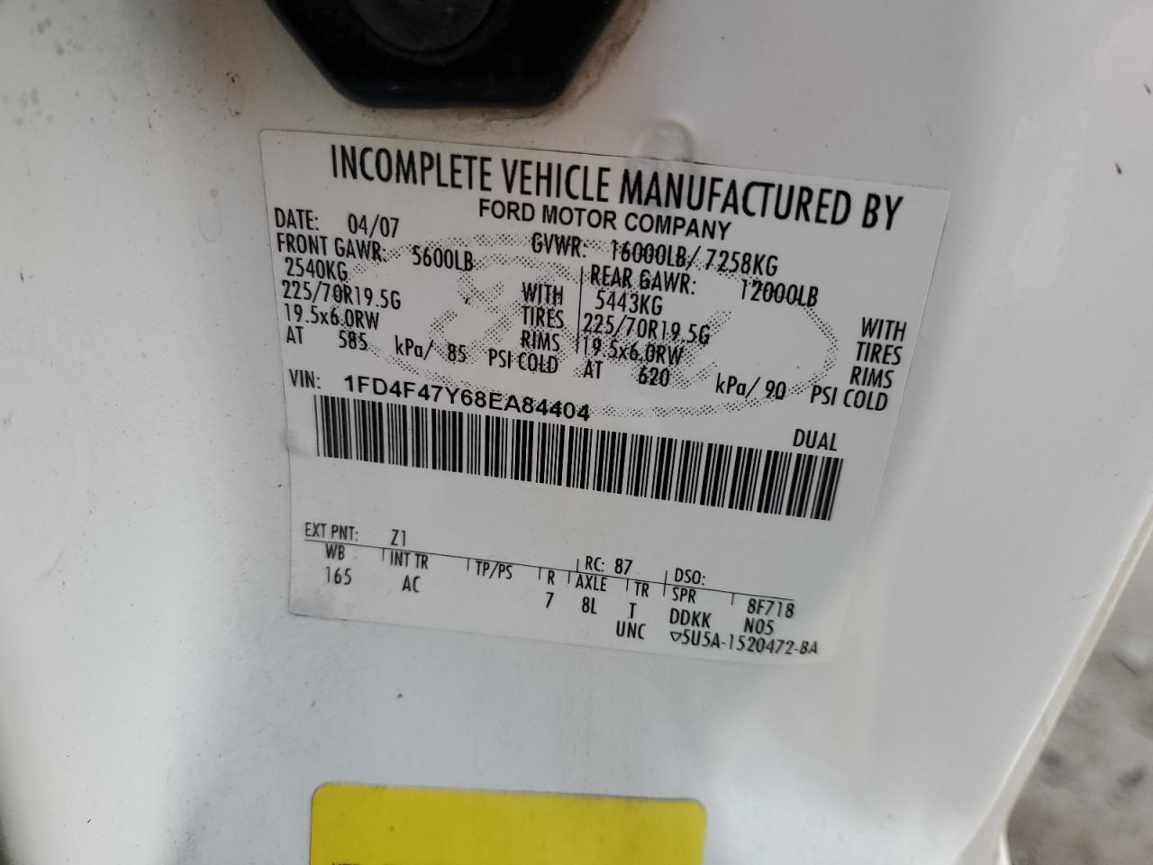 Lot #3276395709 2008 FORD SUPER DUTY F-450 W/D