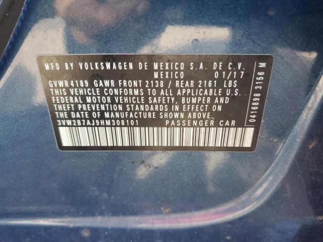 2017 VOLKSWAGEN JETTA S 3VW2B7AJ9HM308101