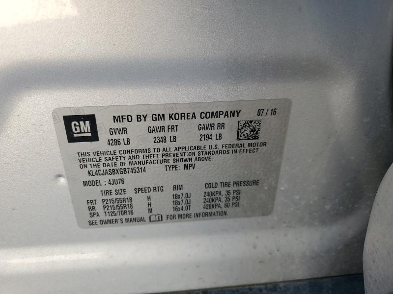 2016 BUICK ENCORE - KL4CJASBXGB745314