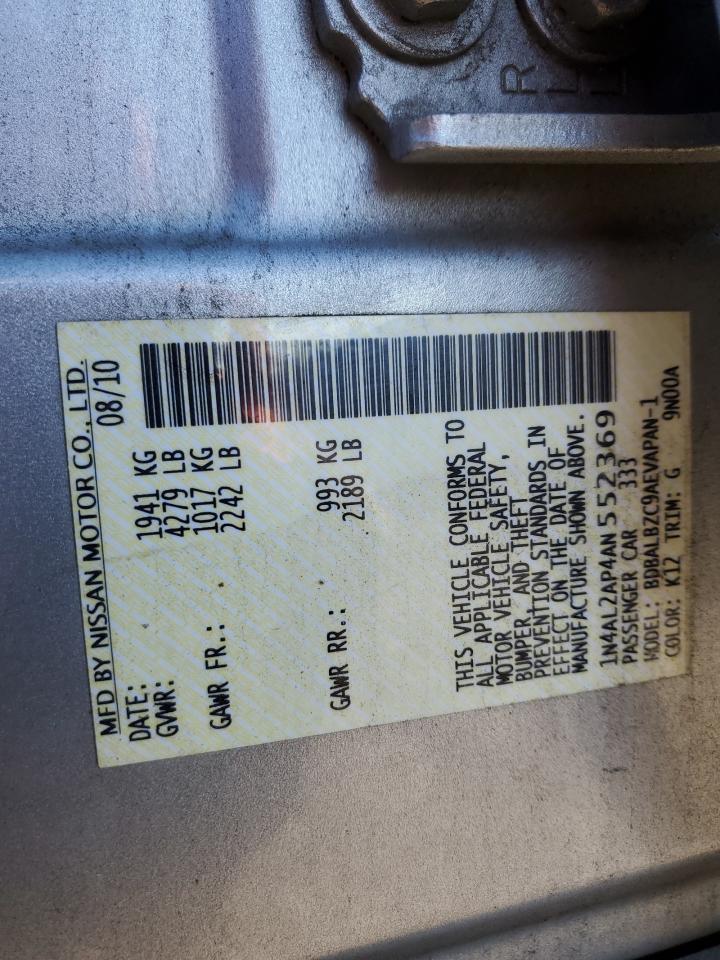 Lot #3302886917 2010 NISSAN ALTIMA BAS