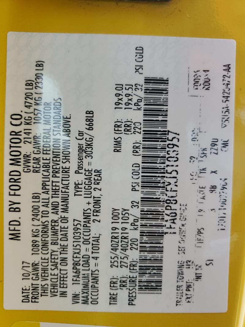 2018 FORD MUSTANG GT #3309770863