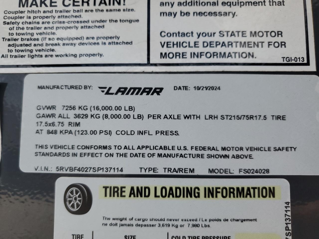 Lot #3271619377 2025 LAMAR UNKNOWN