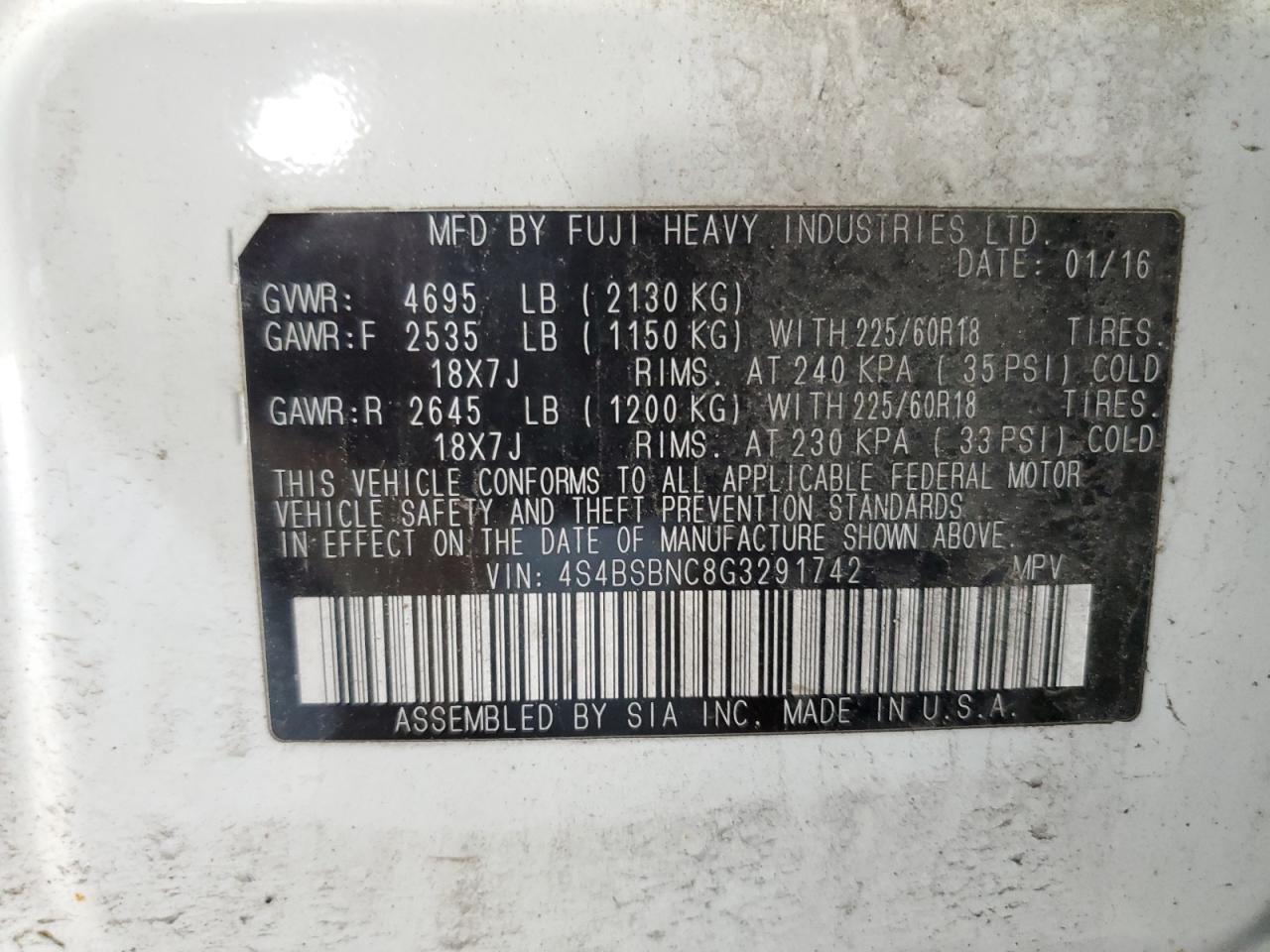 SUBARU OUTBACK 2.5I LIMITED