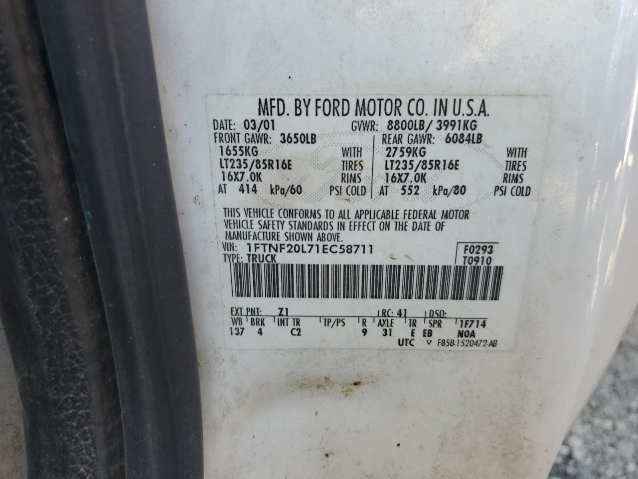 Lot #3296409637 2001 FORD F250 SUPER