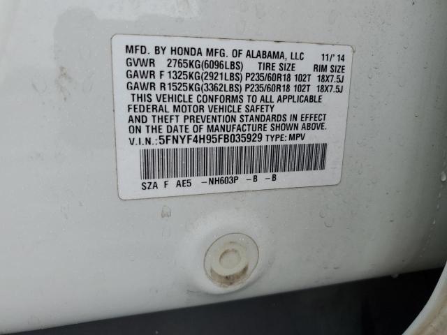 2015 HONDA PILOT TOUR - 5FNYF4H95FB035929