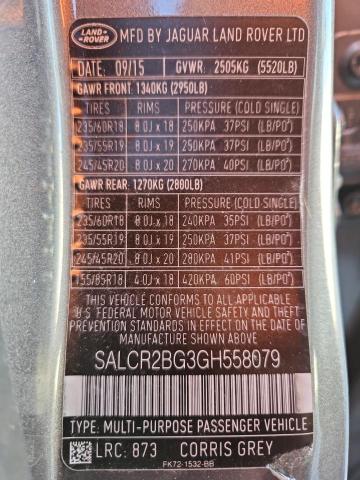 2016 LAND ROVER DISCOVERY - SALCR2BG3GH558079