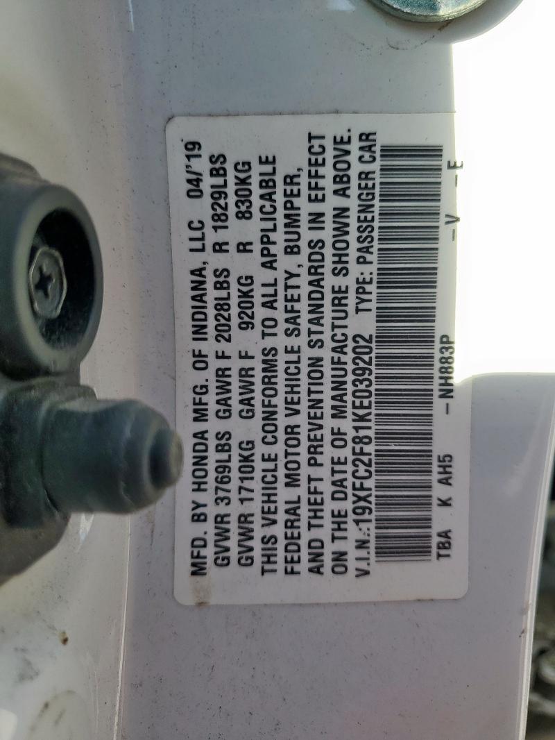 2019 HONDA CIVIC SPOR #3293504406