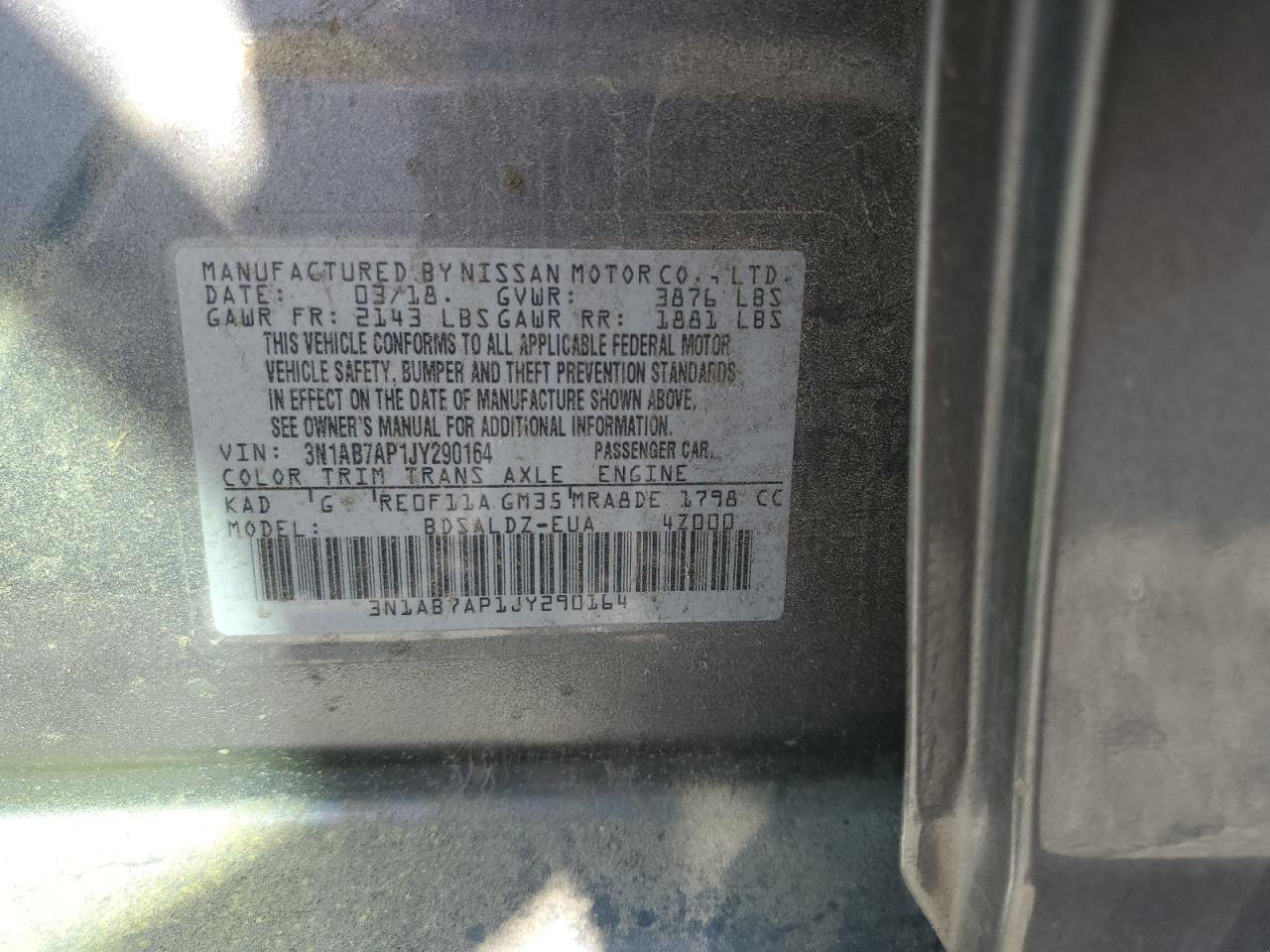 Lot #3283768446 2018 NISSAN SENTRA S