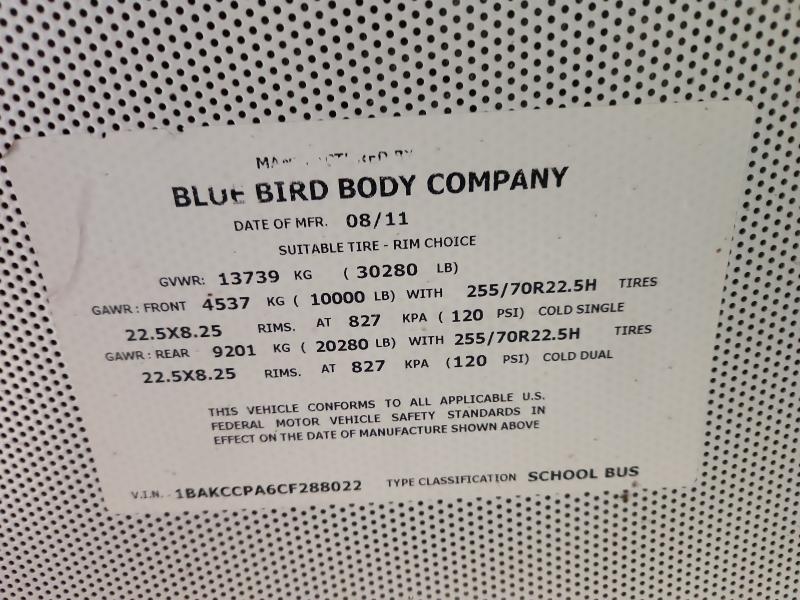 2012 BLUE BIRD SCHOOL BUS #3305292310