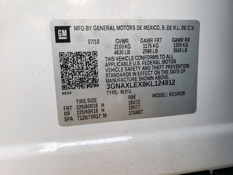 2019 CHEVROLET EQUINOX LT - 3GNAXLEX8KL124912