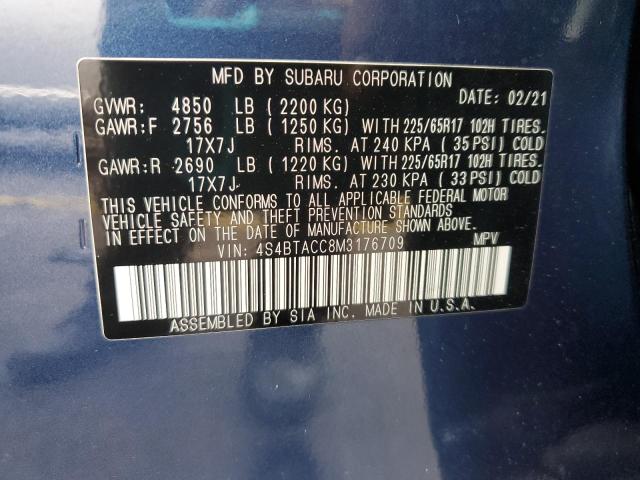 2021 SUBARU OUTBACK PREMIUM 4S4BTACC8M3176709