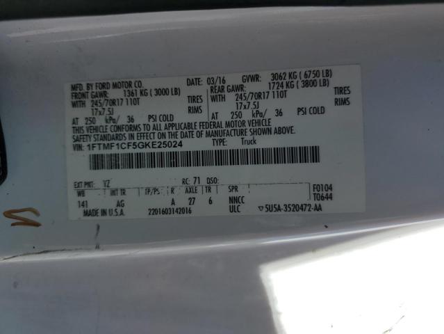 2016 FORD F150 1FTMF1CF5GKE25024