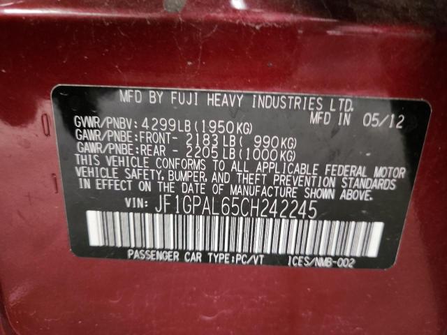 2012 SUBARU IMPREZA SP - JF1GPAL65CH242245