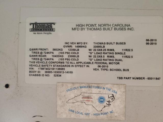 2011 THOMAS SAF-T-LINER HDX #3263668730