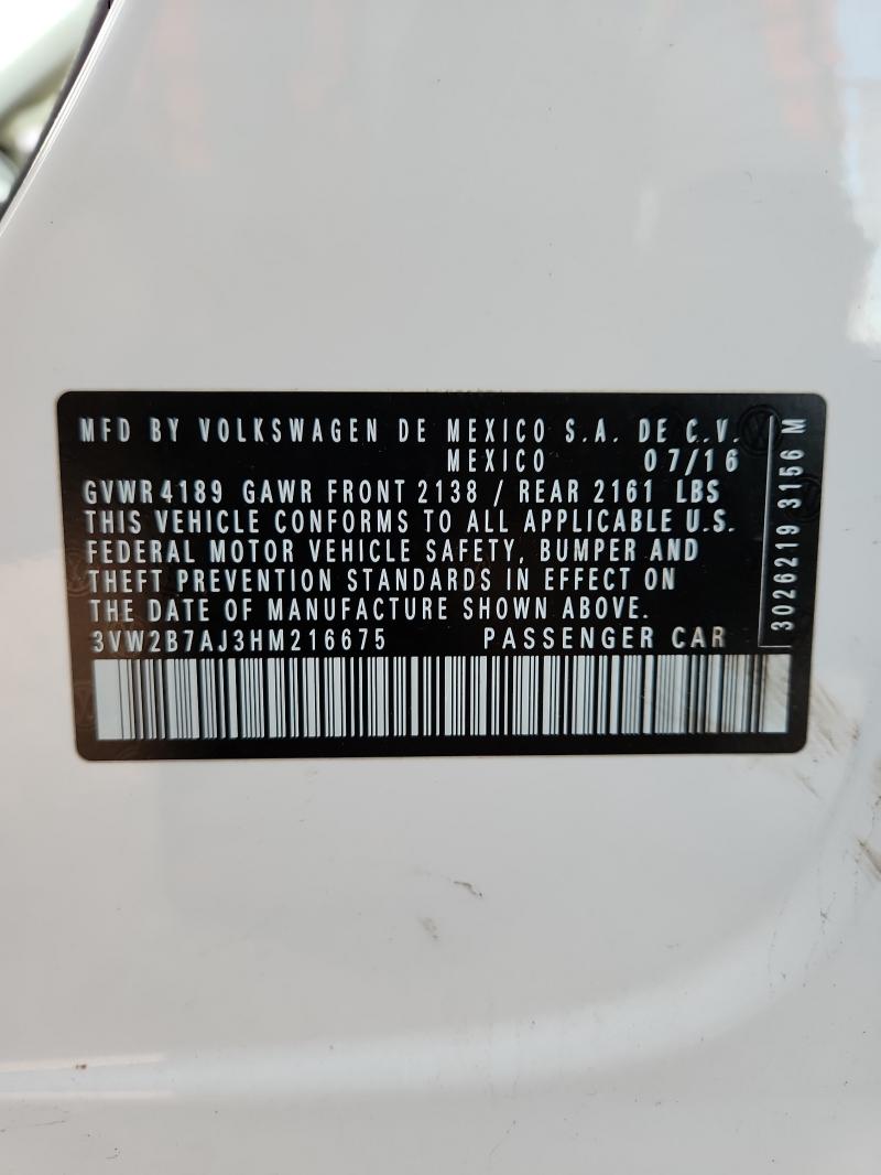 2017 VOLKSWAGEN JETTA S - 3VW2B7AJ3HM216675