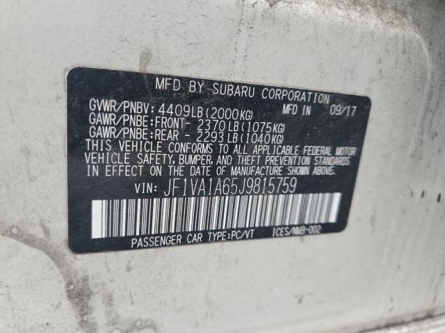 2018 SUBARU WRX JF1VA1A65J9815759