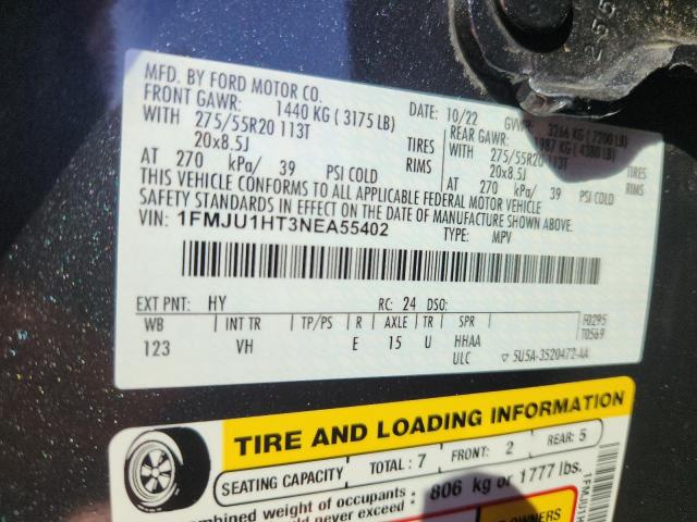 2022 FORD EXPEDITION 1FMJU1HT3NEA55402