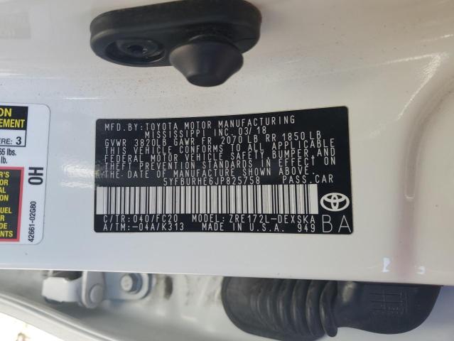 2018 TOYOTA COROLLA L - 5YFBURHE6JP825758