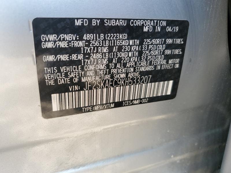 2019 SUBARU FORESTER P - JF2SKAEC9KH533207