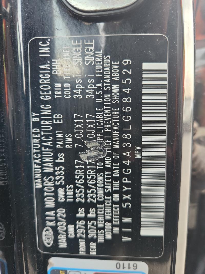 2020 KIA SORENTO L - 5XYPG4A38LG684529