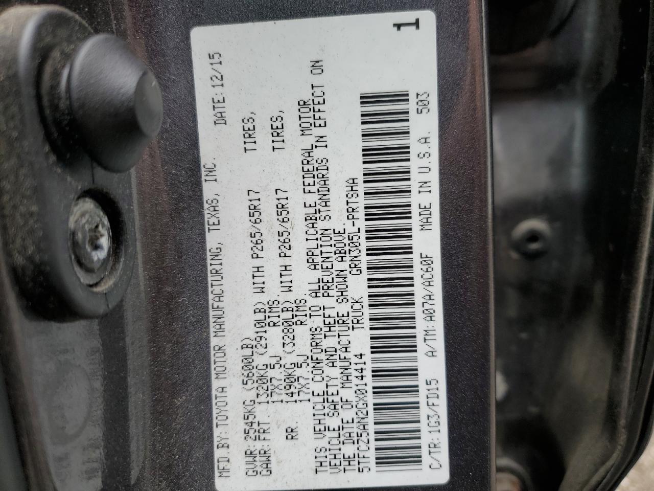 Lot #3308350039 2016 TOYOTA TACOMA DOU