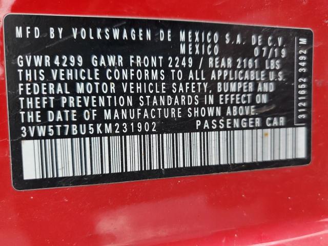 2019 VOLKSWAGEN JETTA GLI - 3VW5T7BU5KM231902