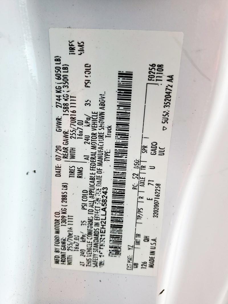 2020 FORD RANGER XL #3302978654