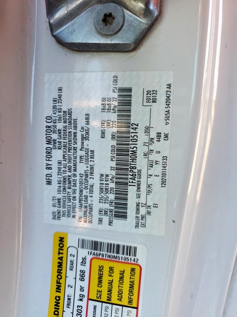 2021 FORD MUSTANG - 1FA6P8TH0M5105142