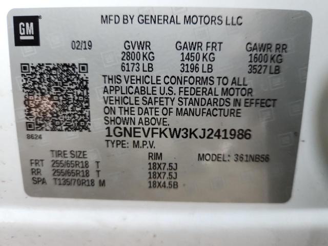 2019 CHEVROLET TRAVERSE L - 1GNEVFKW3KJ241986