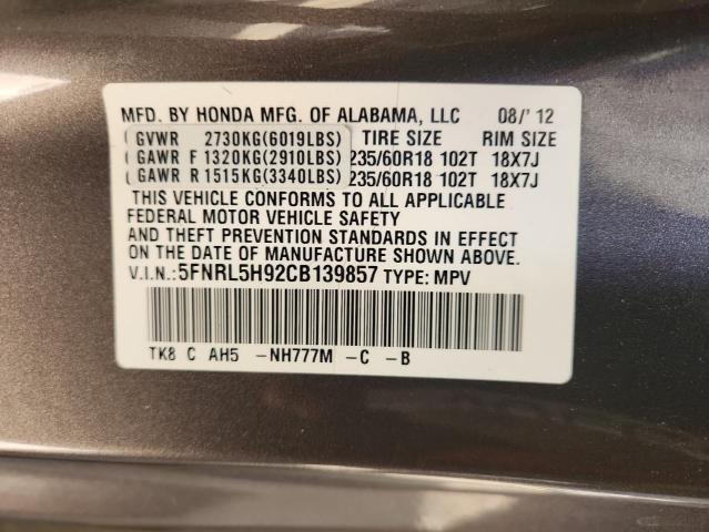 2012 HONDA ODYSSEY TO - 5FNRL5H92CB139857
