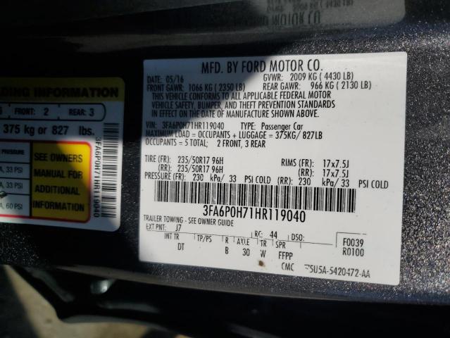 2017 FORD FUSION SE - 3FA6P0H71HR119040