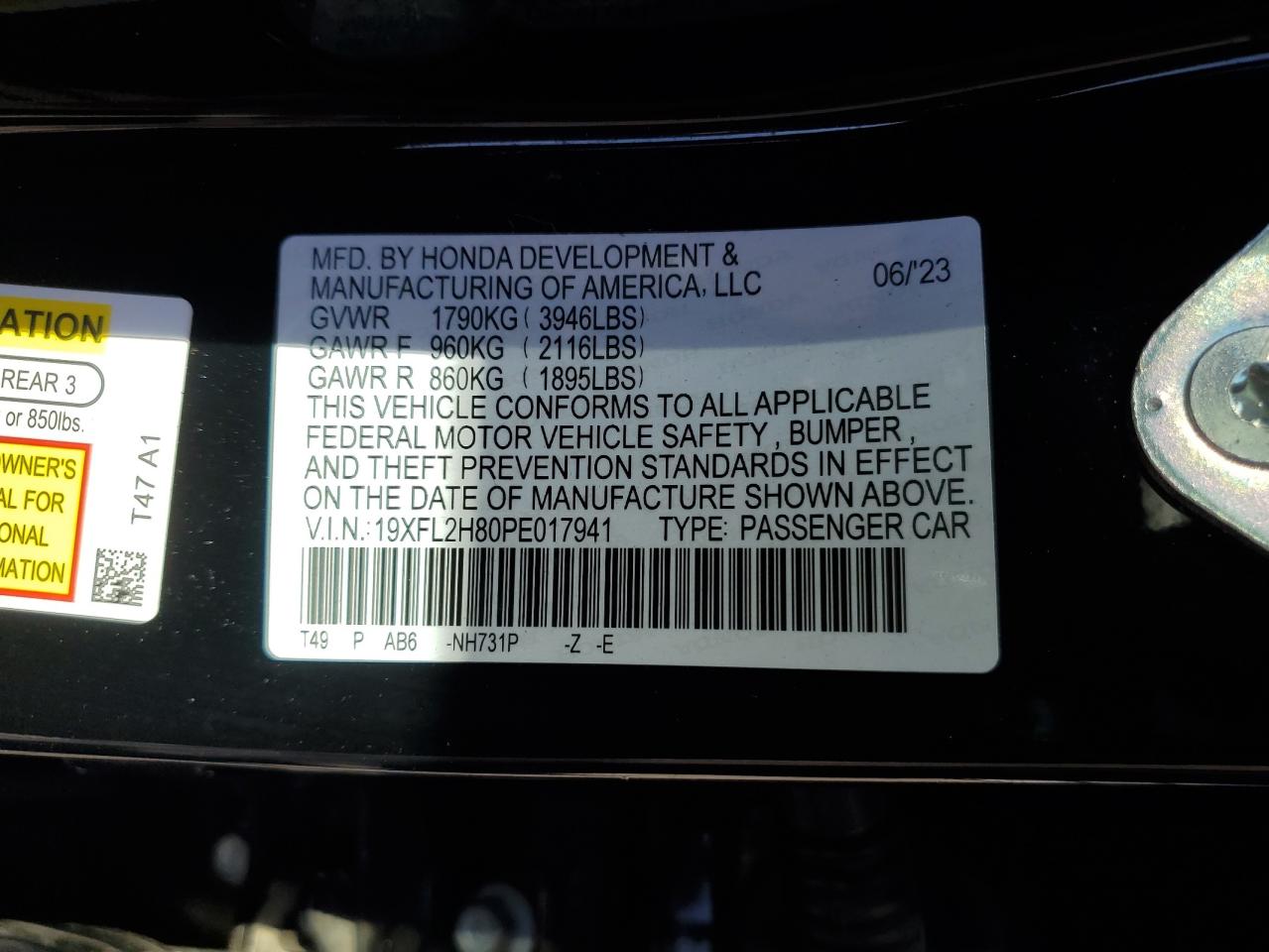 Lot #3310626833 2023 HONDA CIVIC SPOR