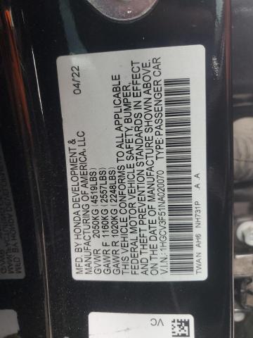 2022 HONDA ACCORD HYB 1HGCV3F51NA020070
