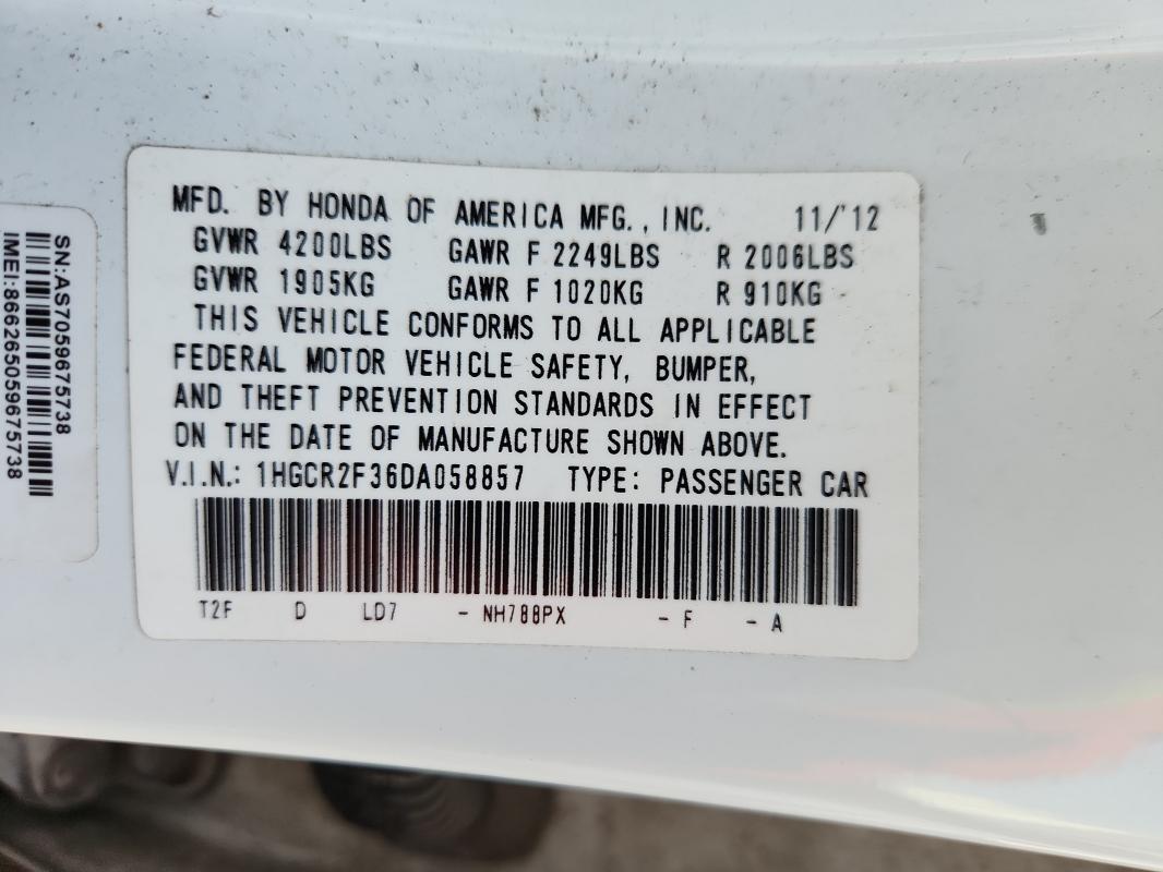 2013 HONDA ACCORD LX #3305749779