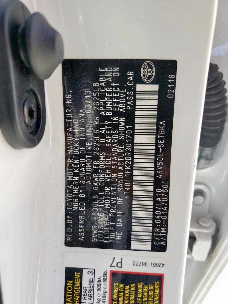 2013 TOYOTA CAMRY L - 4T4BF1FK2DR301701