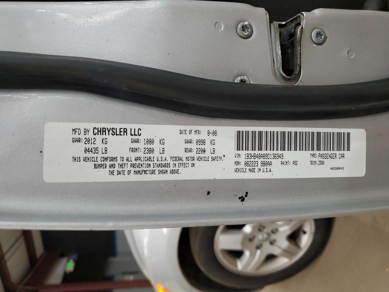 Lot #3276484168 2009 DODGE CALIBER SX