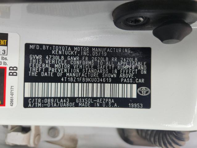 2019 TOYOTA AVALON XLE #3280318971