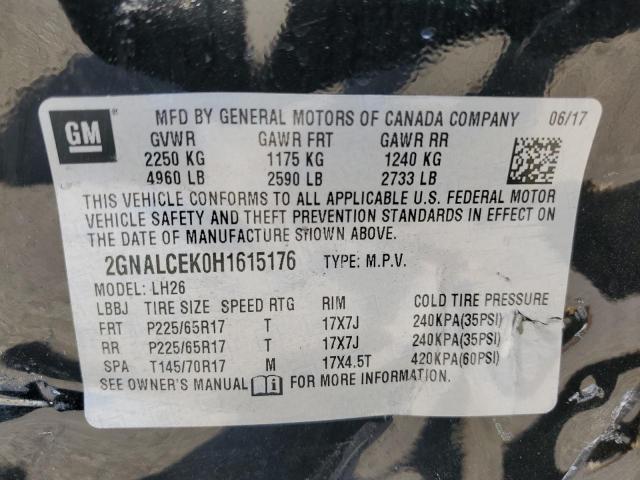 2017 CHEVROLET EQUINOX LT 2GNALCEK0H1615176