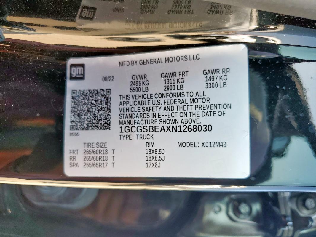 2022 CHEVROLET COLORADO - 1GCGSBEAXN1268030