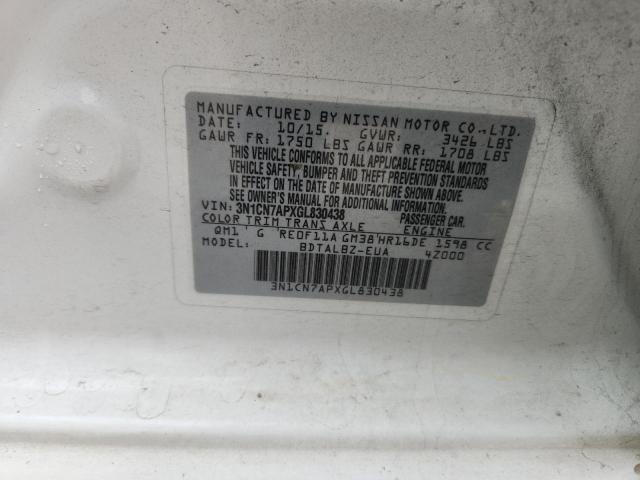 2016 NISSAN VERSA S - 3N1CN7APXGL830438