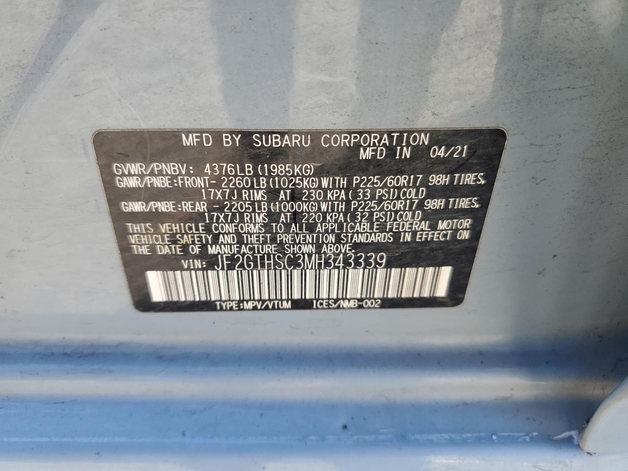 SUBARU CROSSTREK SPORT